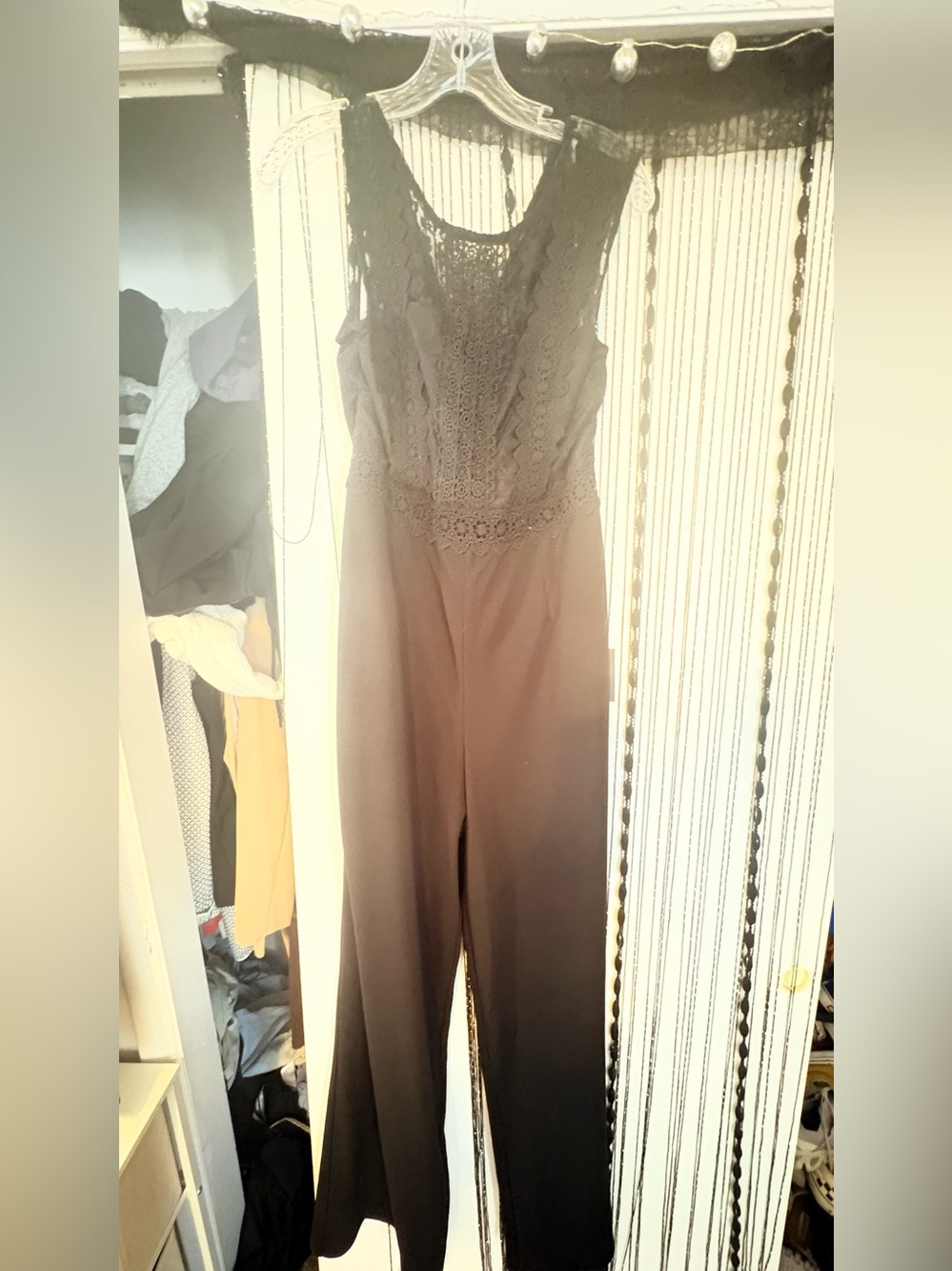 Lulu's Black Lace Bodice Wide-Leg Jumpsuit